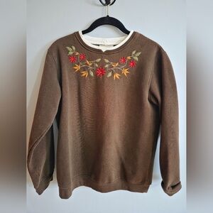 Anker Brown Sweater with Floral Embroidery